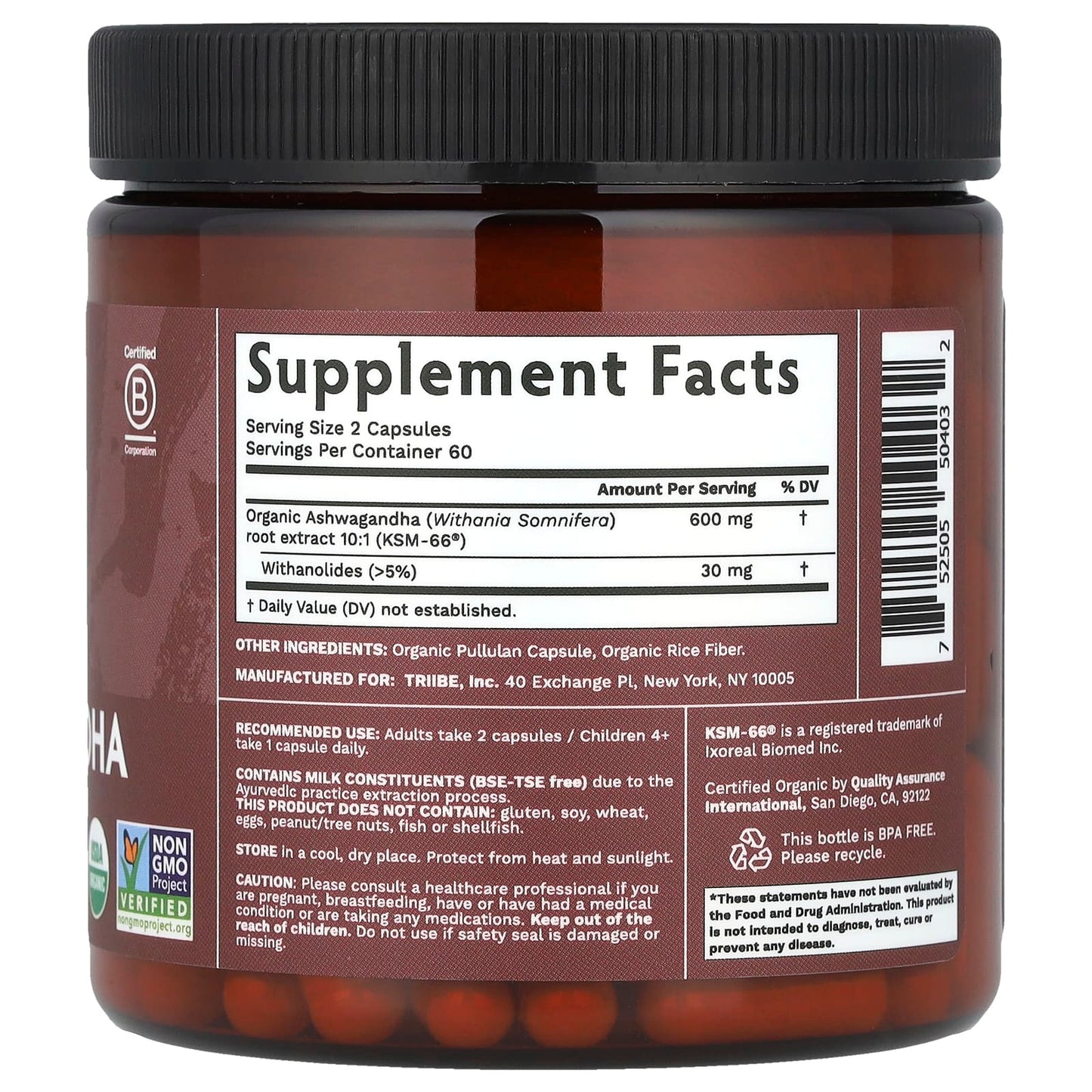 Tribe Organics, Ashwagandha KSM-66®, 120 Capsules (300 mg per Capsule) - Image 2