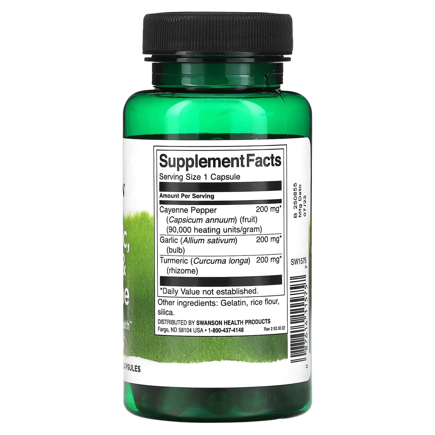 Swanson, Turmeric, Garlic & Cayenne, 60 Capsules - Image 2