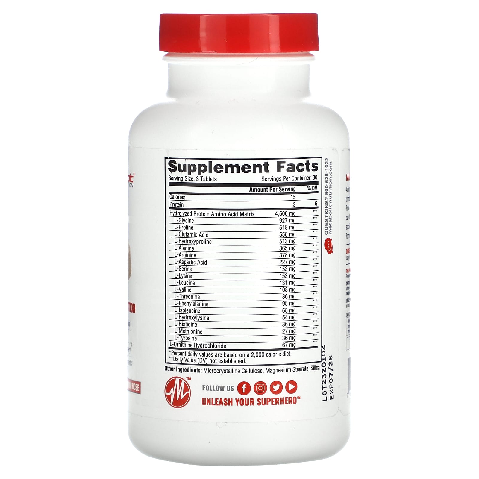 Metabolic Nutrition, Amino 4500, 90 Tablets - Image 2