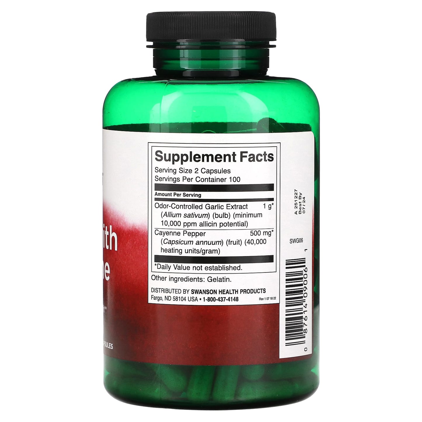 Swanson, Garlic with Cayenne , 200 Capsules - Image 2