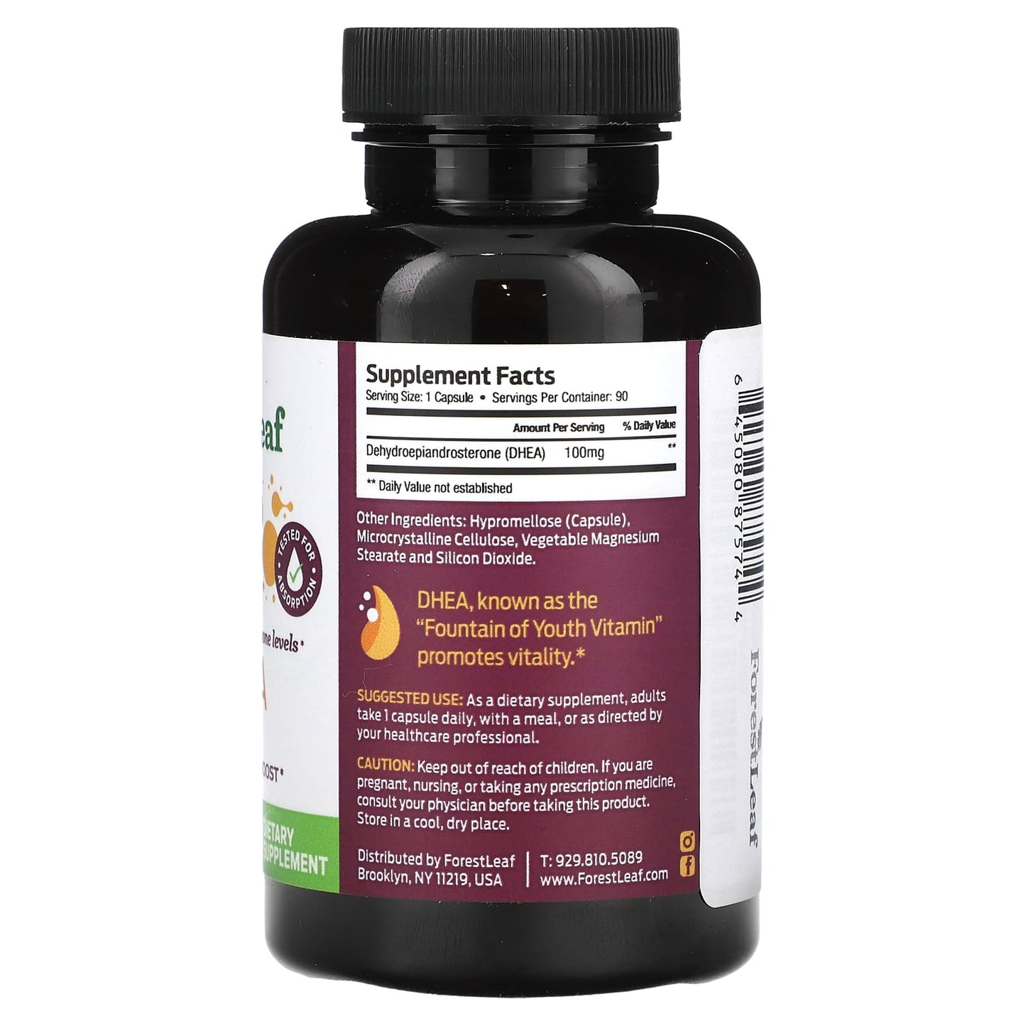 Forest Leaf DHEA 100mg, 90 Veg Capsules for Hormone Balance & Vitality - Image 2