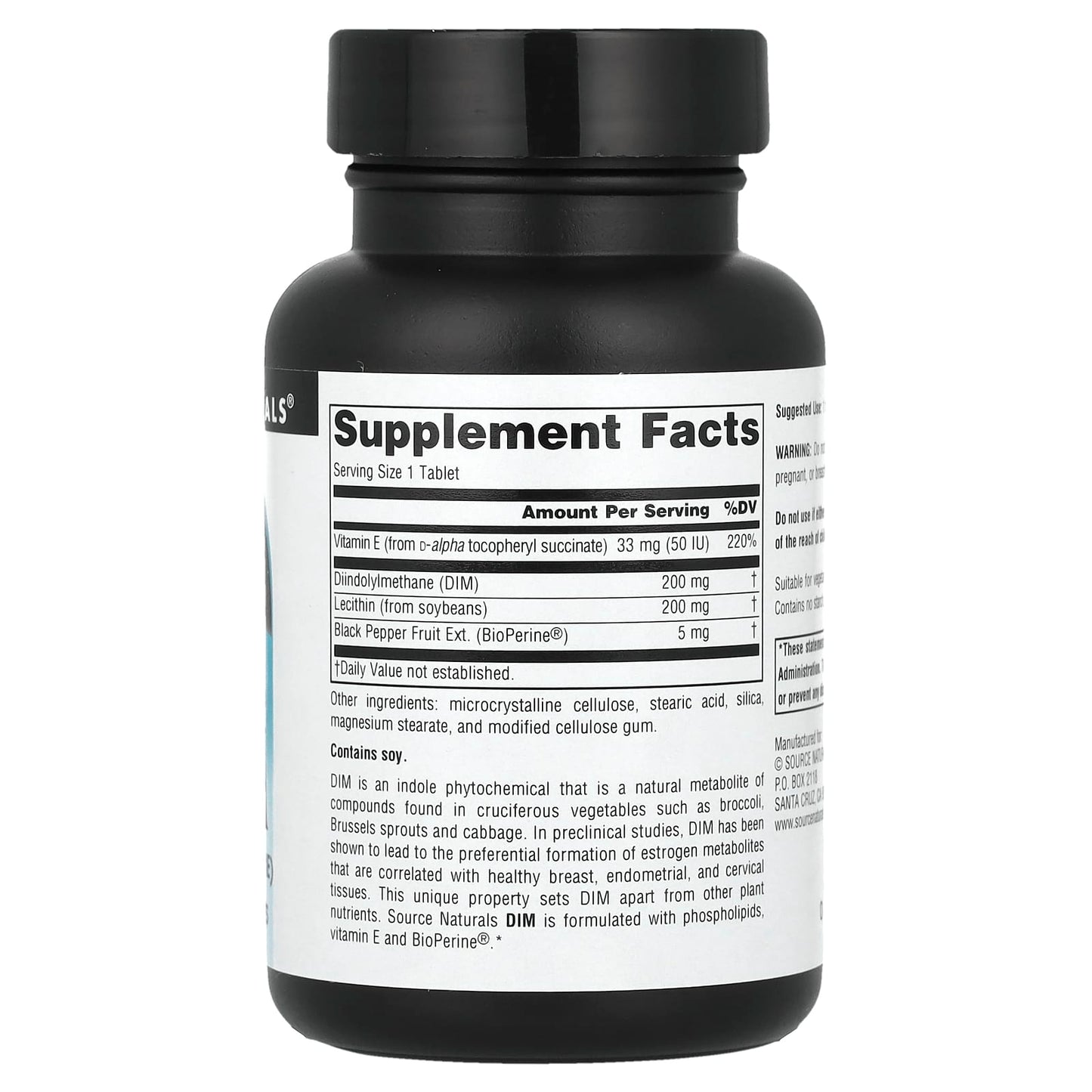 Source Naturals, DIM, 200 mg, 30 Tablets - Image 2