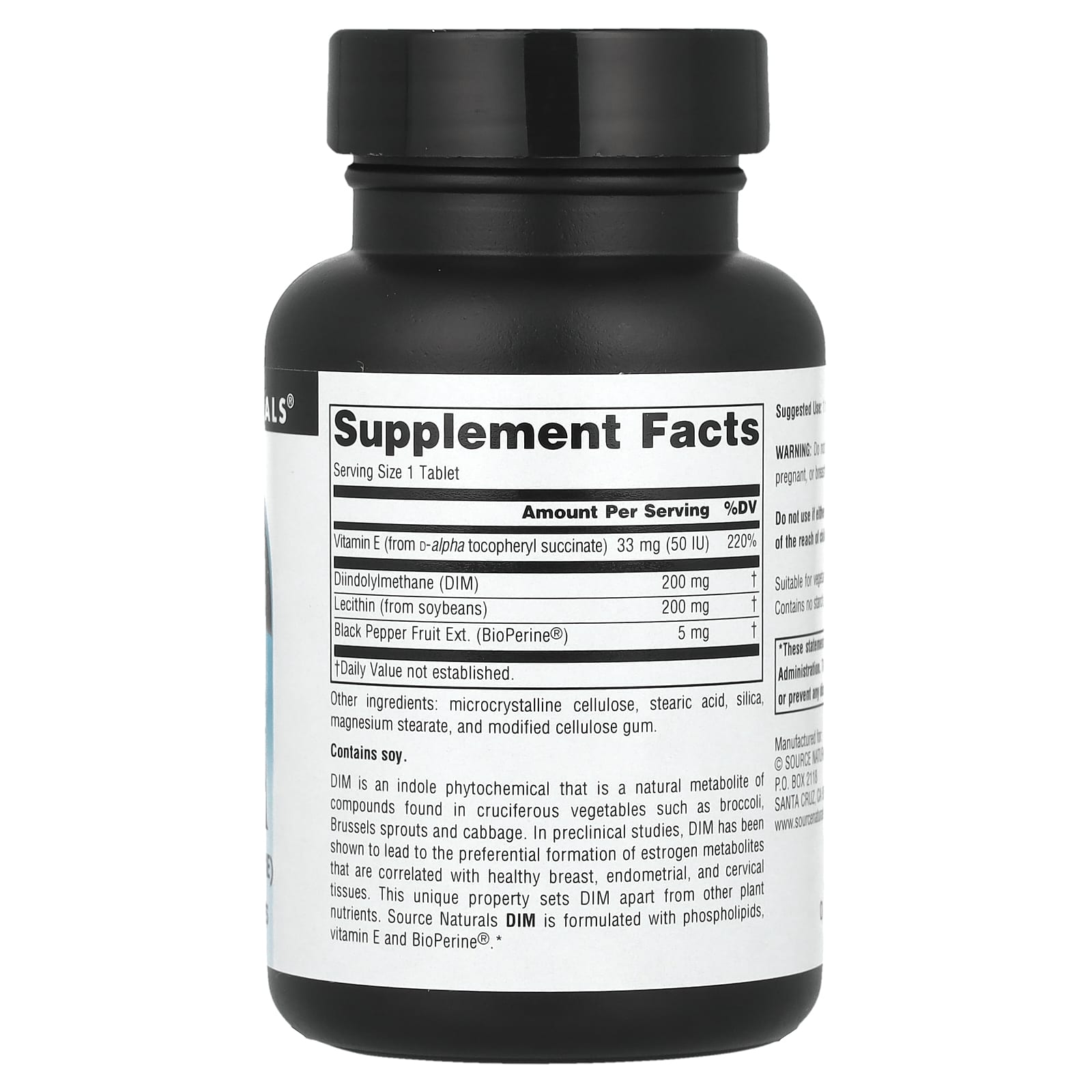 Source Naturals, DIM, 200 mg, 30 Tablets - Image 2