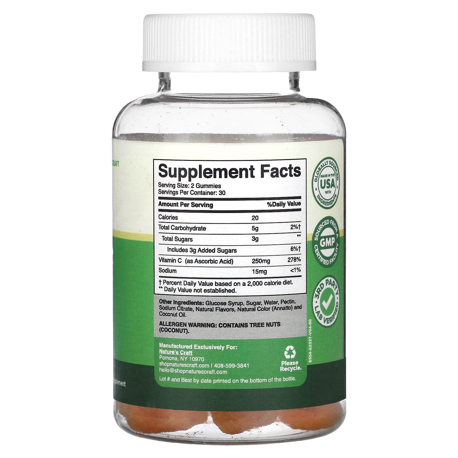 Nature's Craft, Vitamin C Gummies, Orange , 60 Gummies - Image 2