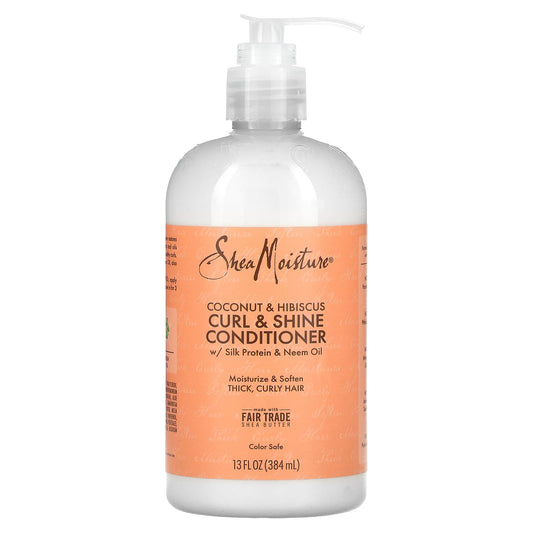 SheaMoisture, Curl & Shine Conditioner, Coconut & Hibiscus, 13 fl oz (384 ml) - Image 1
