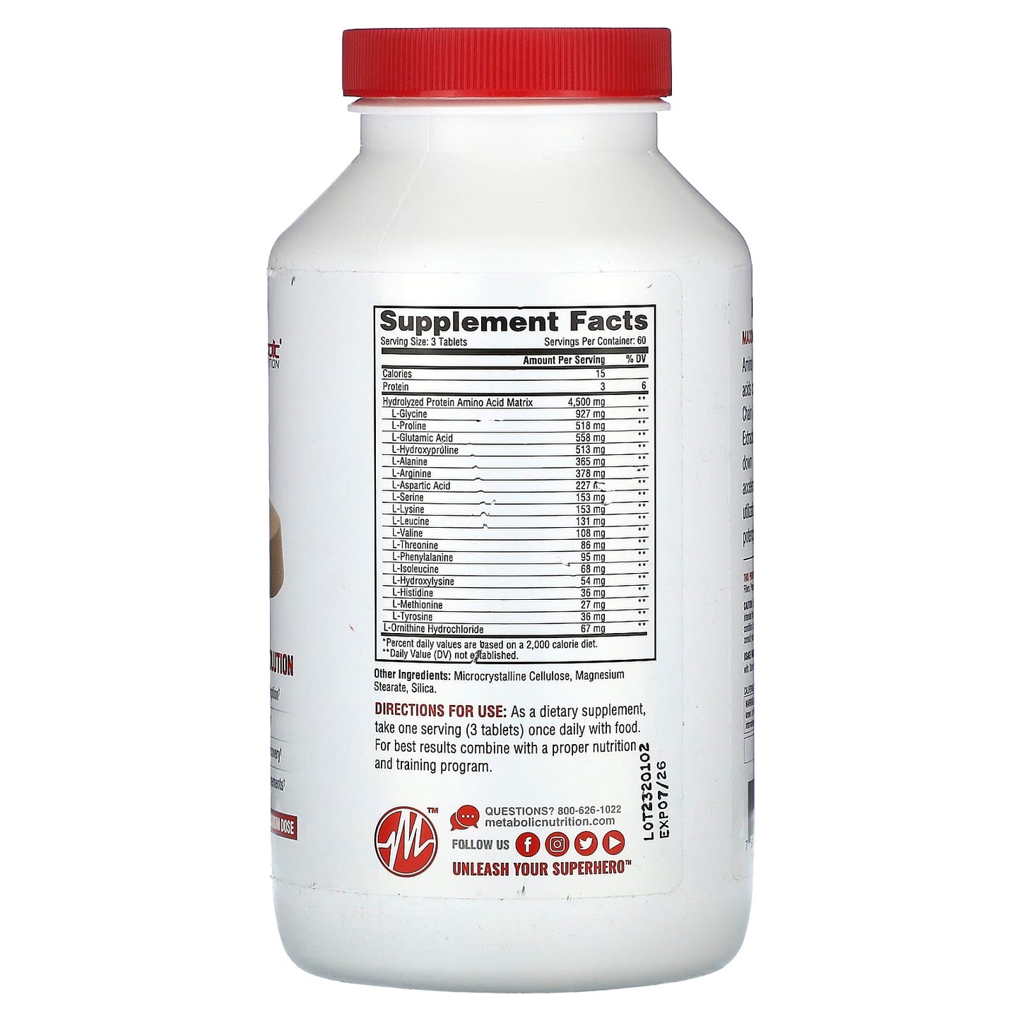 Metabolic Nutrition, Amino 4500, 180 Tablets - Image 2