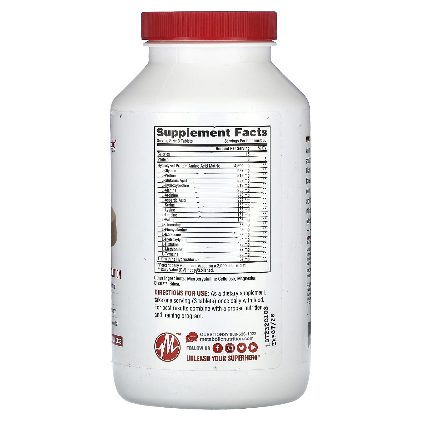 Metabolic Nutrition, Amino 4500, 180 Tablets - Image 2