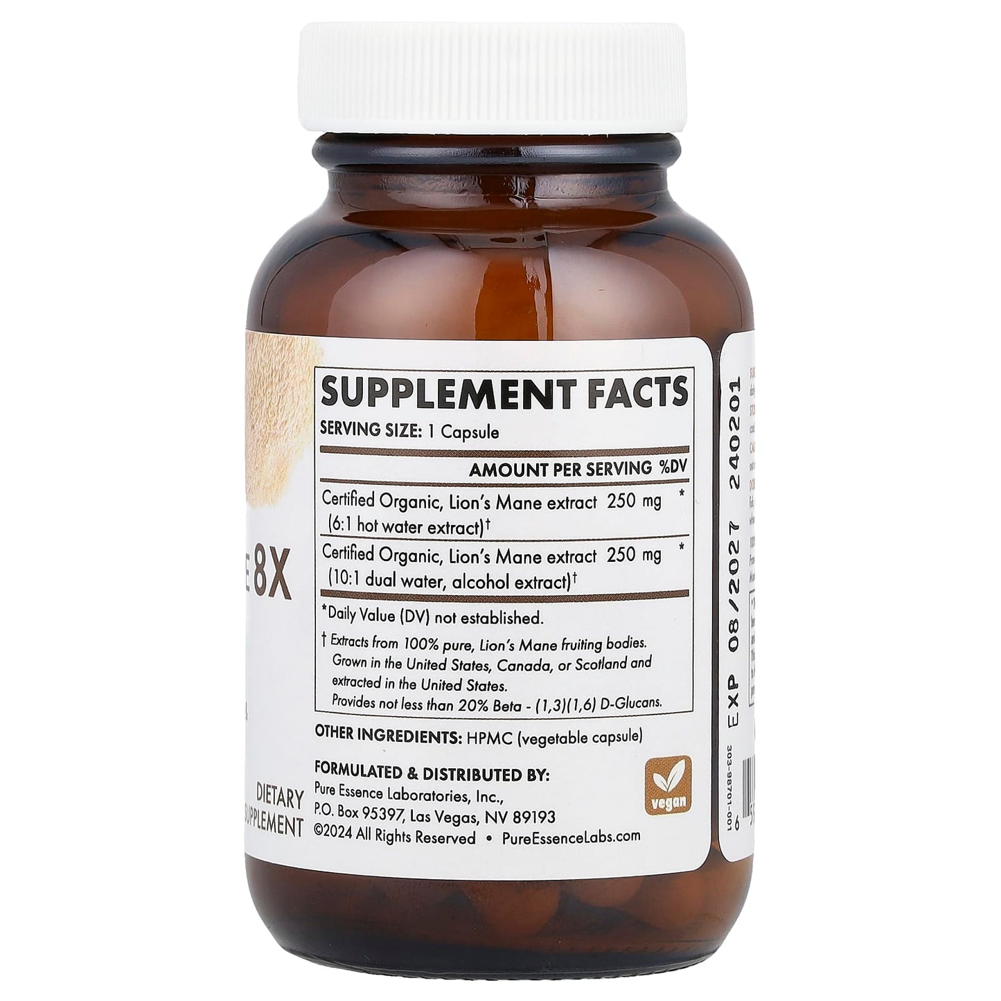 Pure Essence, MyPure™, Lion's Mane 8X, Maximum Strength, 30 Vegi-Caps - Image 2
