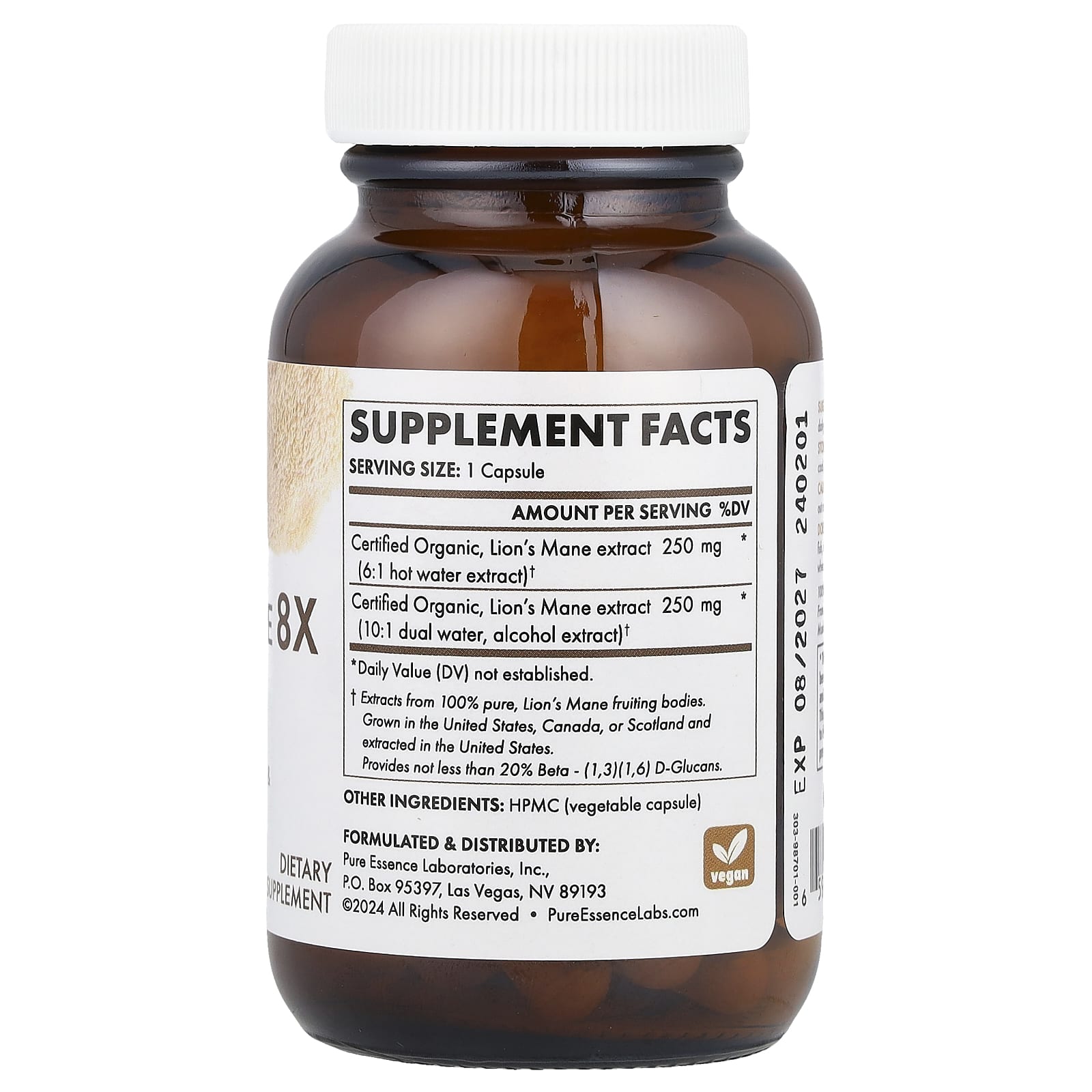 Pure Essence, MyPure™, Lion's Mane 8X, Maximum Strength, 30 Vegi-Caps - Image 2