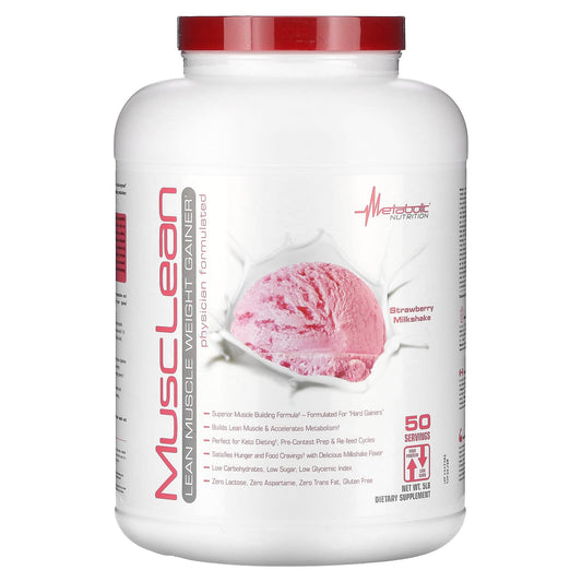 Metabolic Nutrition, MuscLean, Lean Muscle Weight Gainer, Strawberry Milkshake, 5 lb - Image 1