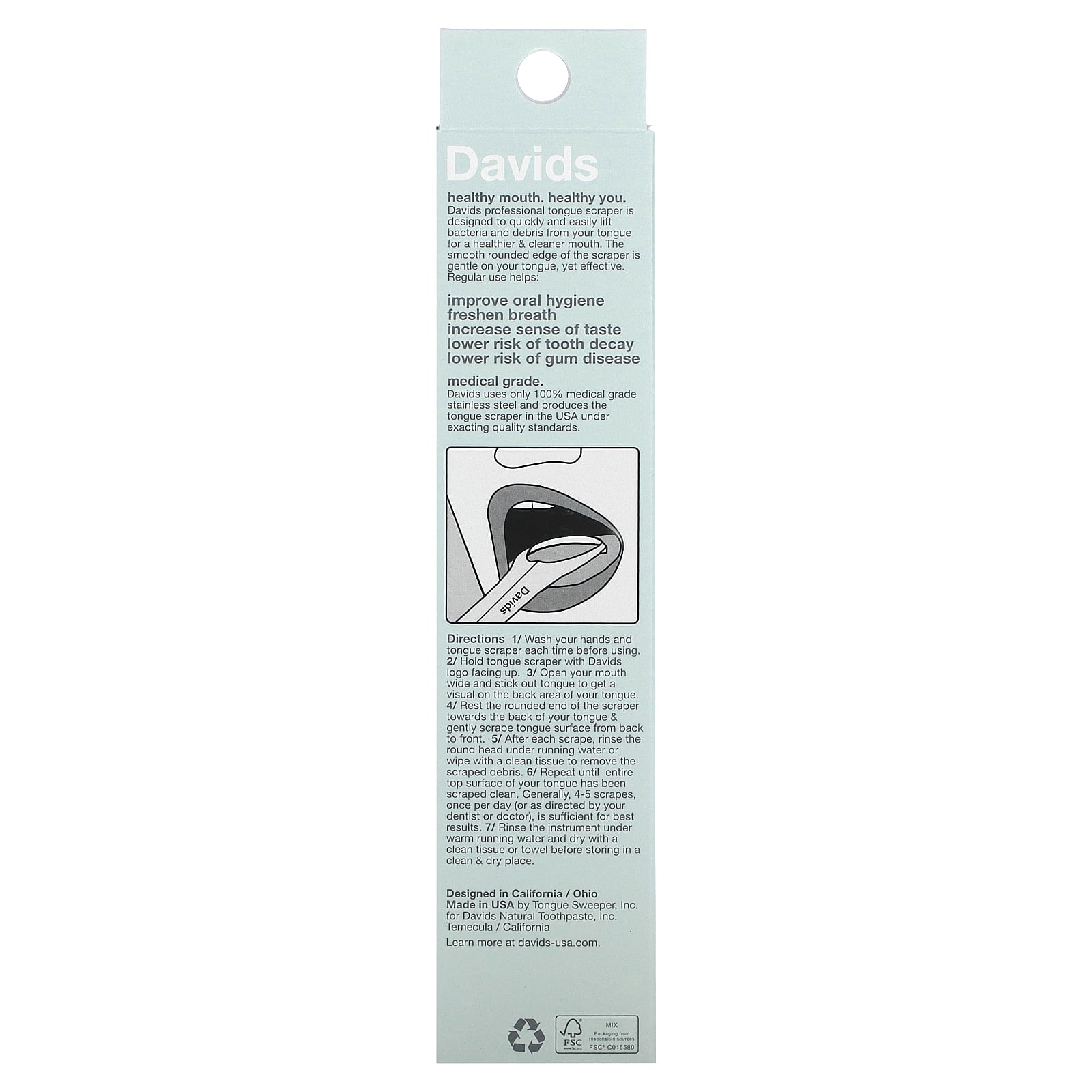 Davids Professional Tongue Scraper for Fresh Breath & Healthy Mouth - Image 2