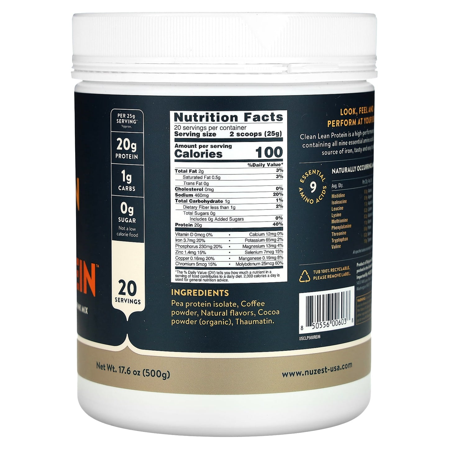 Nuzest, Clean Lean Protein, Real Coffee, 17.6 oz (500 g) - Image 2