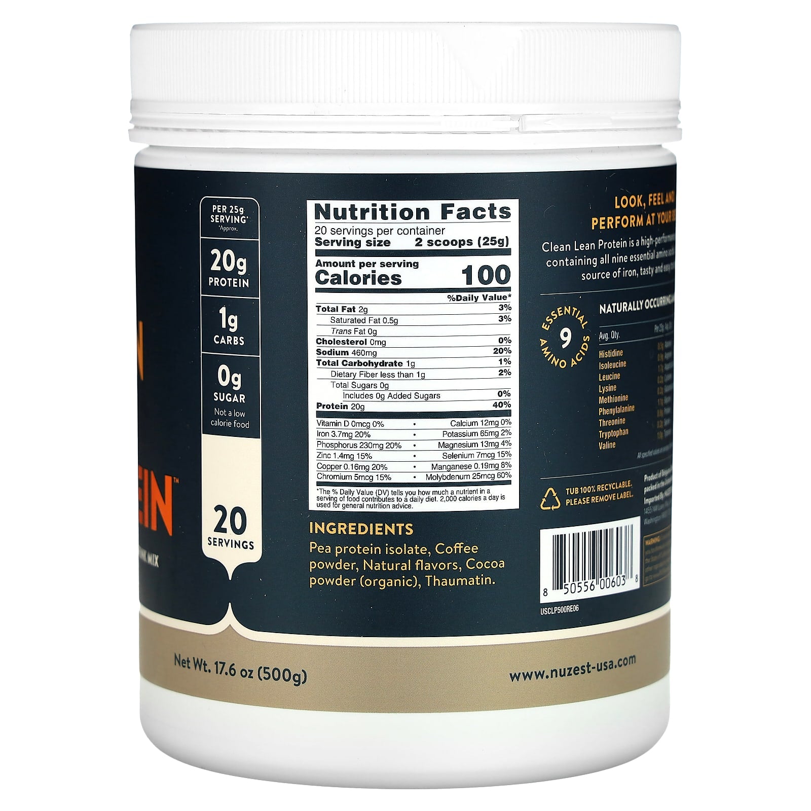 Nuzest, Clean Lean Protein, Real Coffee, 17.6 oz (500 g) - Image 2