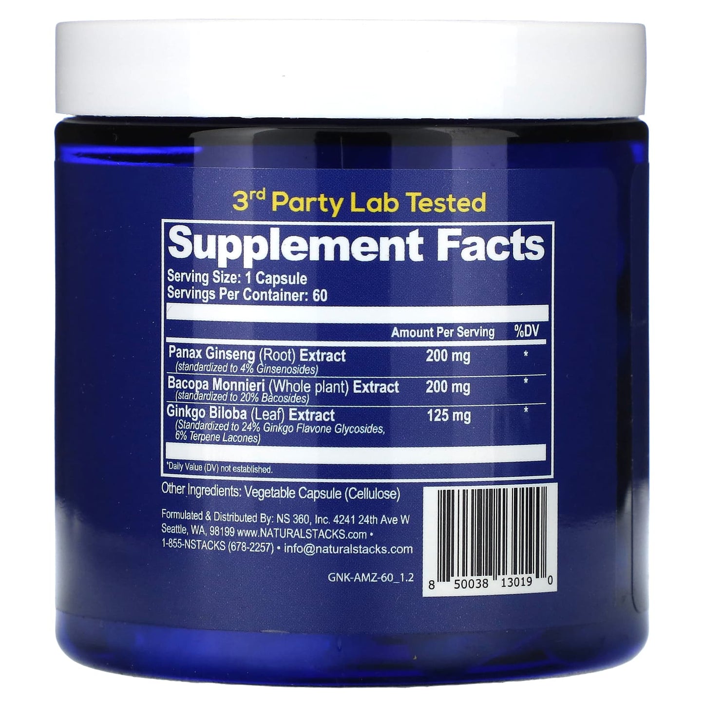 Natural Stacks, Ginkgo+, Extra Strength Brain Support , 60 Vegan Capsules - Image 2