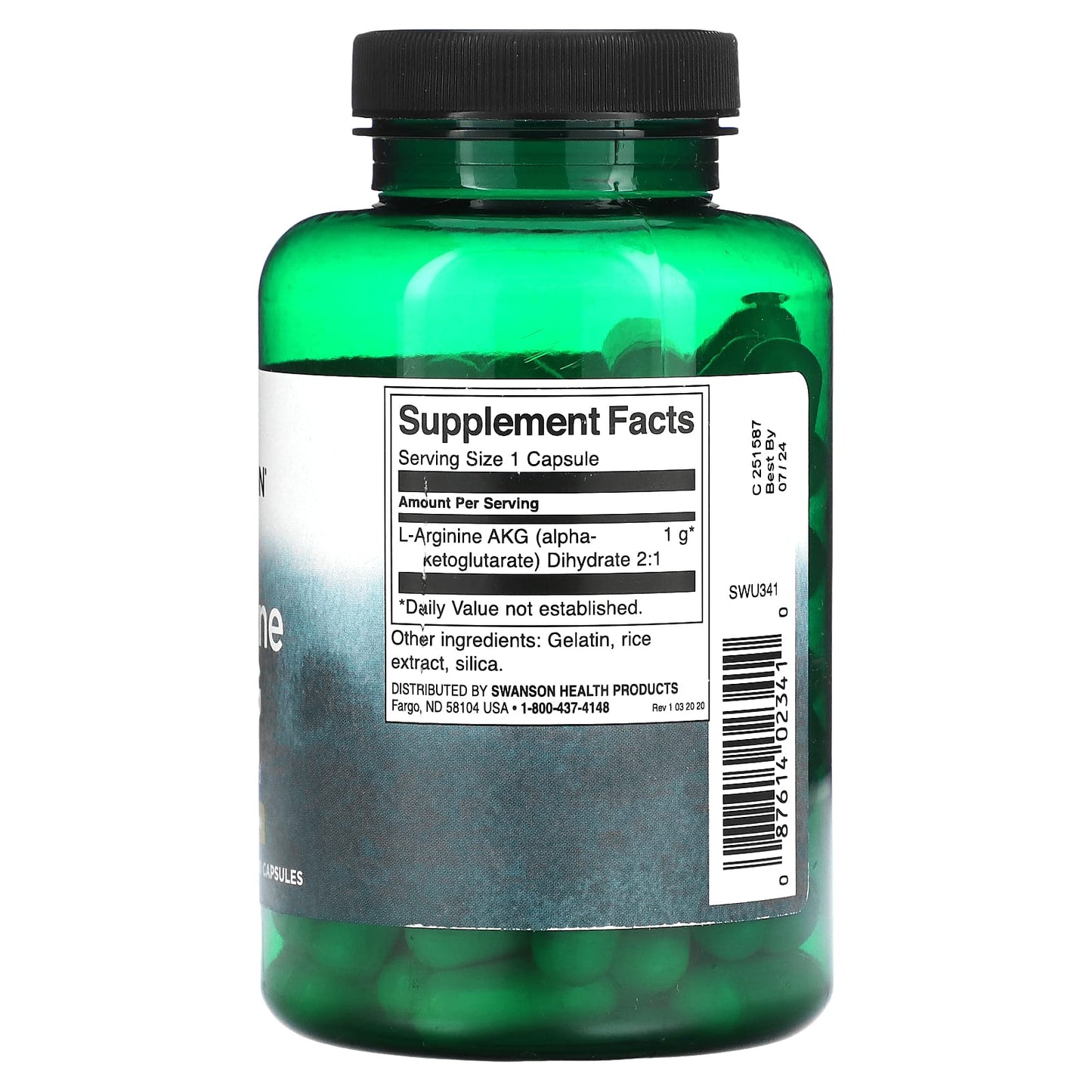 Swanson, Arginine AKG, 1,000 mg, 90 Capsules - Image 2