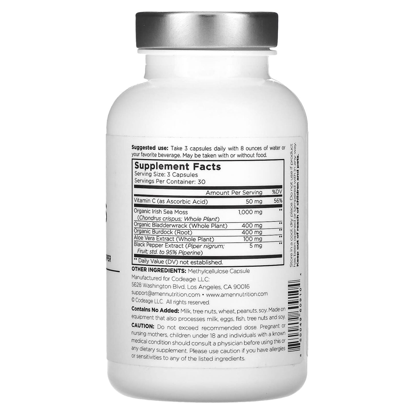 CodeAge Sea Moss Vitamin C & Black Pepper Vegan Capsules, 90 Count - Image 2