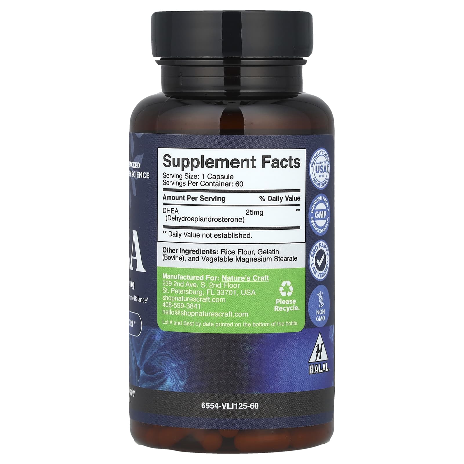 Nature's Craft, DHEA, 25 mg, 60 Capsules - Image 2