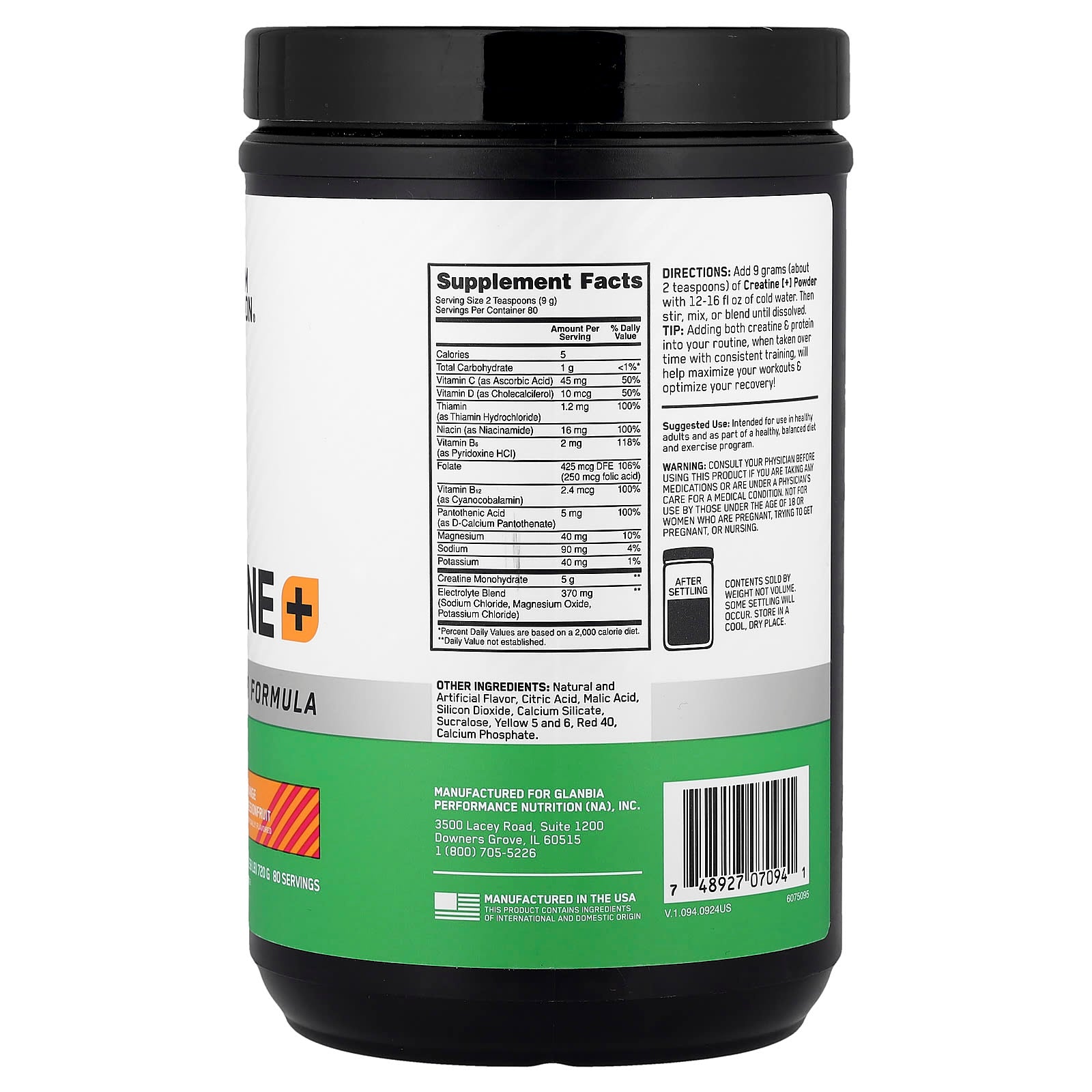 Optimum Nutrition, Creatine+, Orange Passionfruit, 1.58 lb (720 g) - Image 2