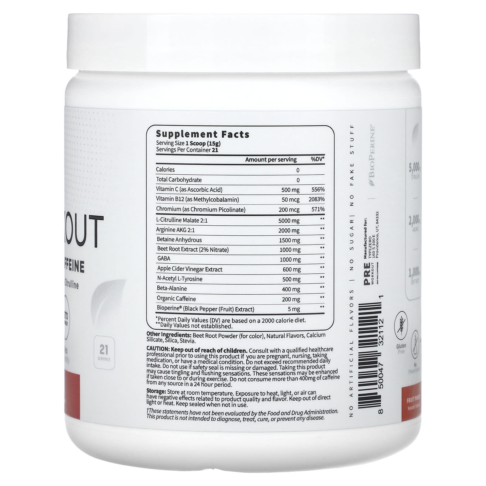 TypeZero, Clean Pre Workout, Fruit Punch, 11.3 oz (319 g) - Image 2