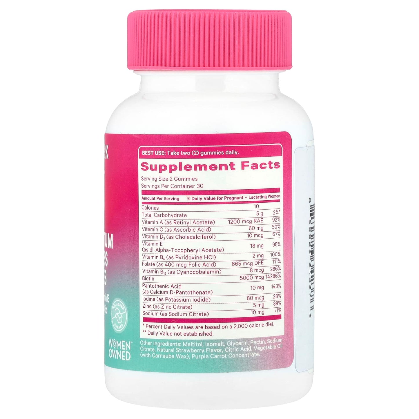 Pink Stork, Postpartum Hair Loss Gummies, Strawberry, 60 Gummies - Image 2