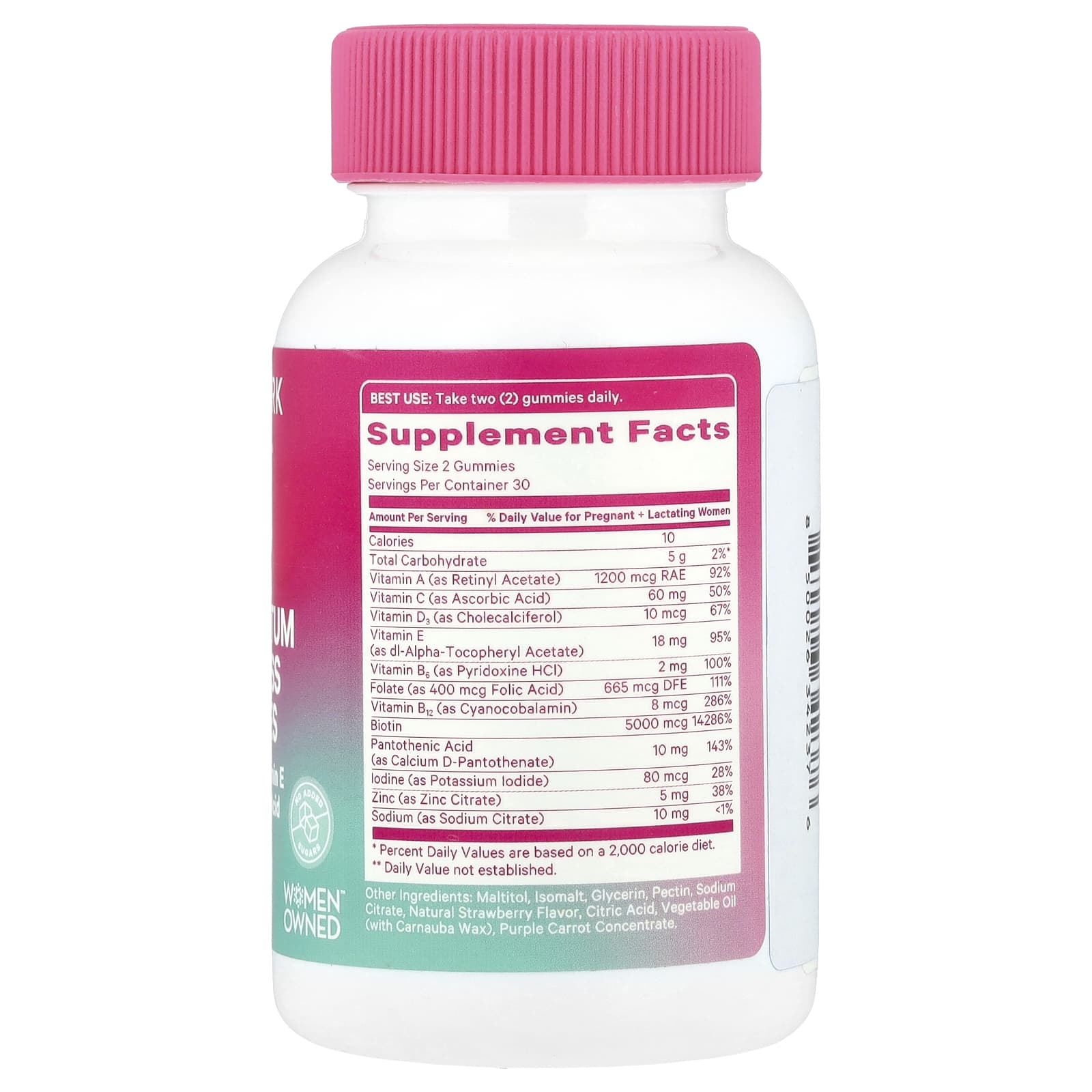 Pink Stork, Postpartum Hair Loss Gummies, Strawberry, 60 Gummies - Image 2