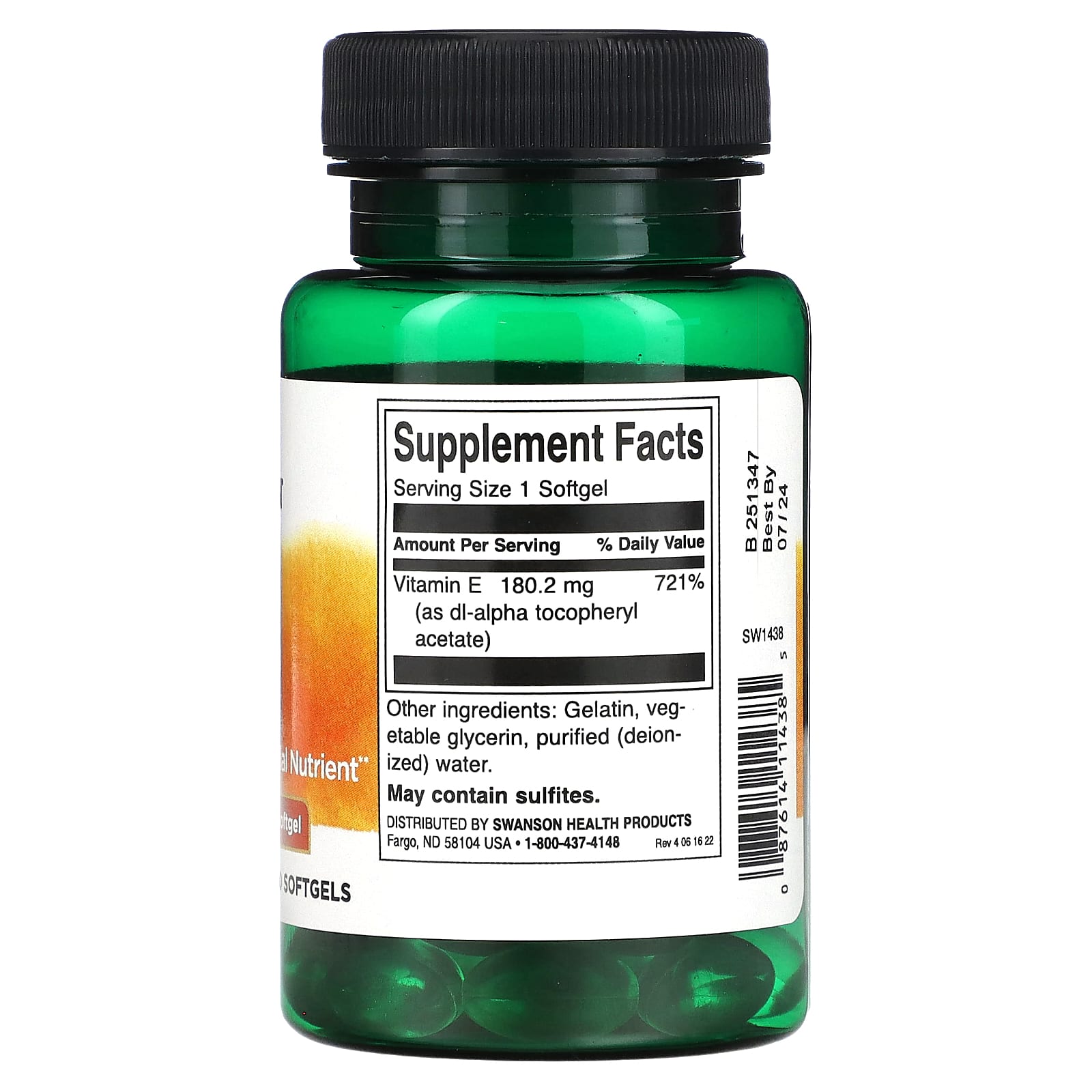 Swanson, Vitamin E, 180 mg (400 IU), 60 Softgels - Image 2