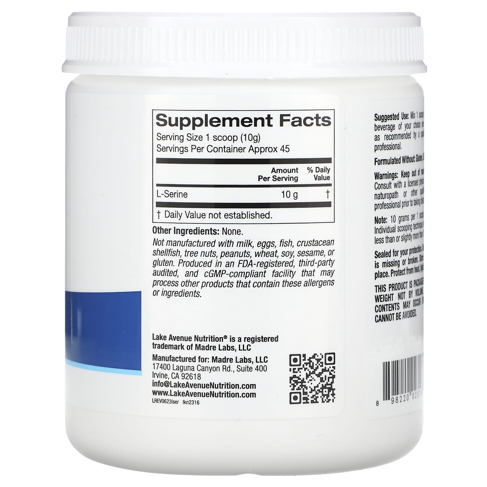 L-Serine Powder by Lake Avenue Nutrition for Brain Health - Image 2