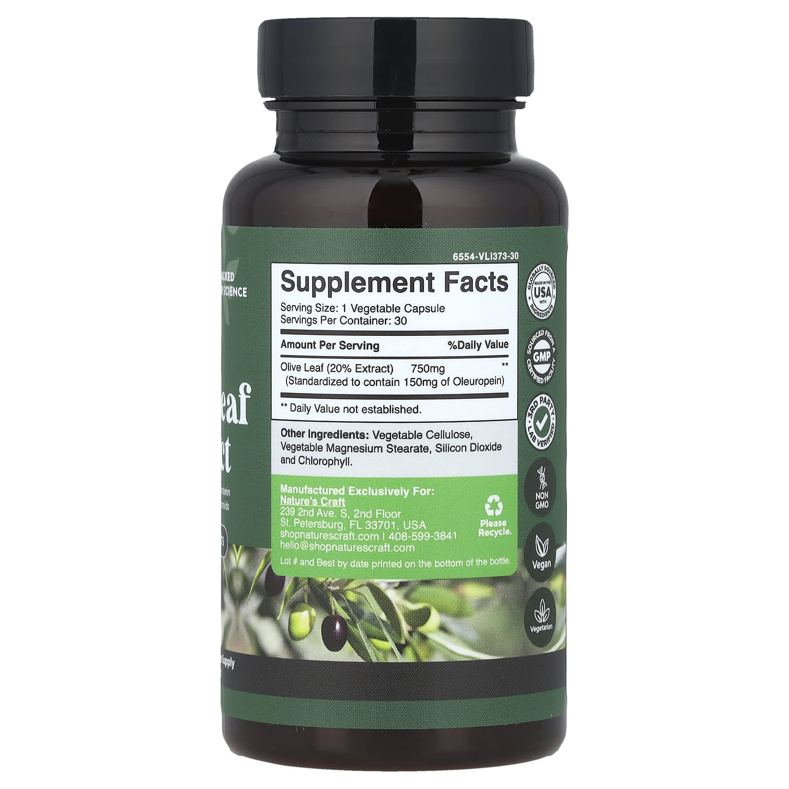 Nature's Craft, Olive Leaf Extract, 750 mg, 30 Capsules