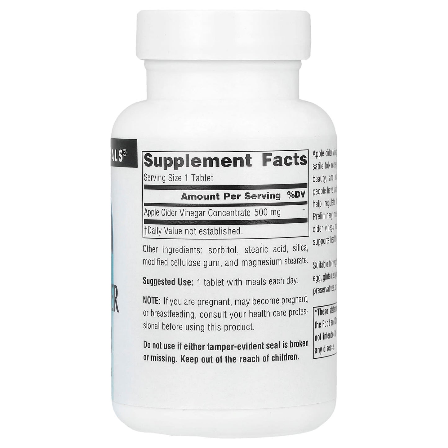 Source Naturals, Apple Cider Vinegar, 500 mg, 90 Tablets - Image 2