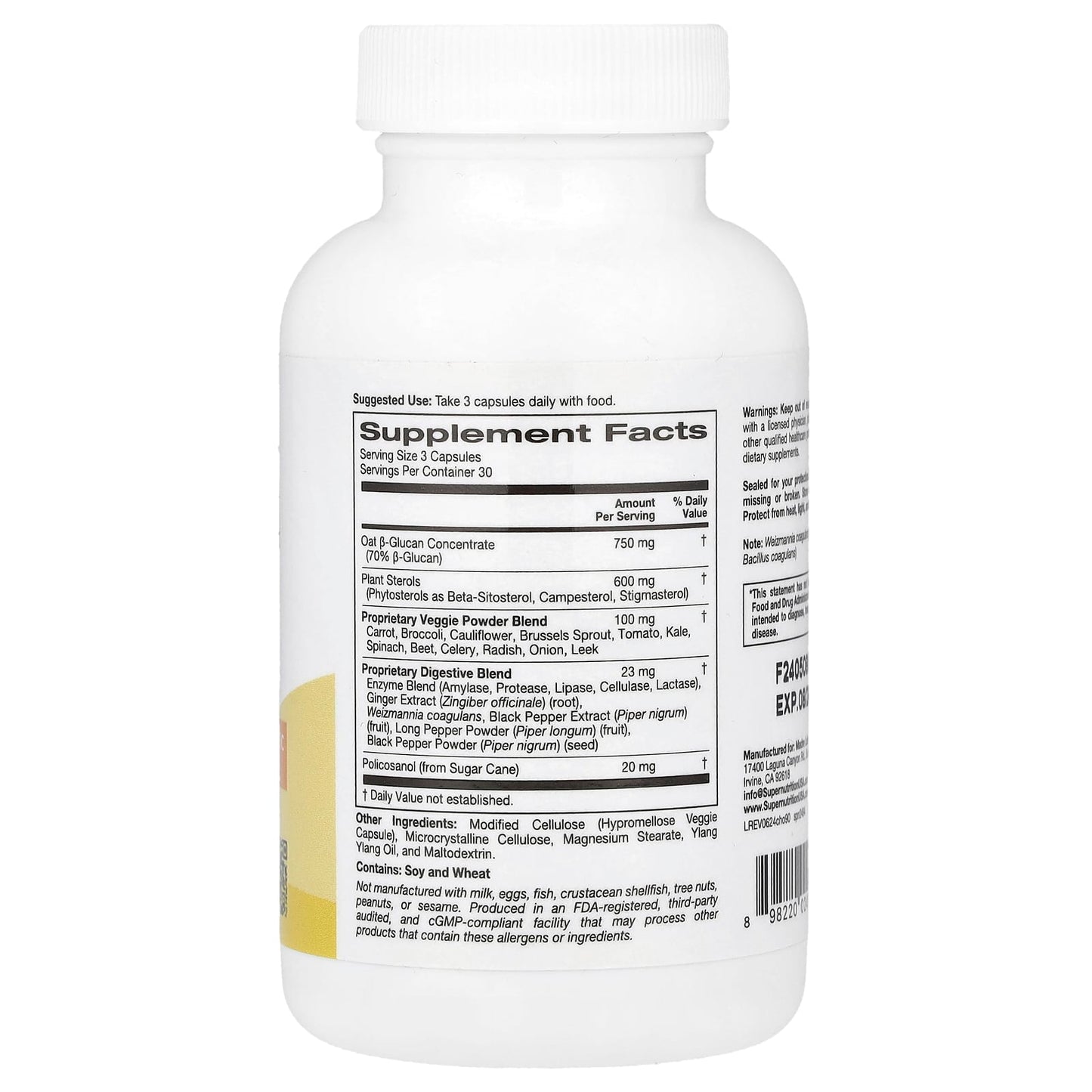 Cholesterol Support with Oat Beta-Glucan & Plant Sterols - Vegan Capsules - 90 Count - Image 2