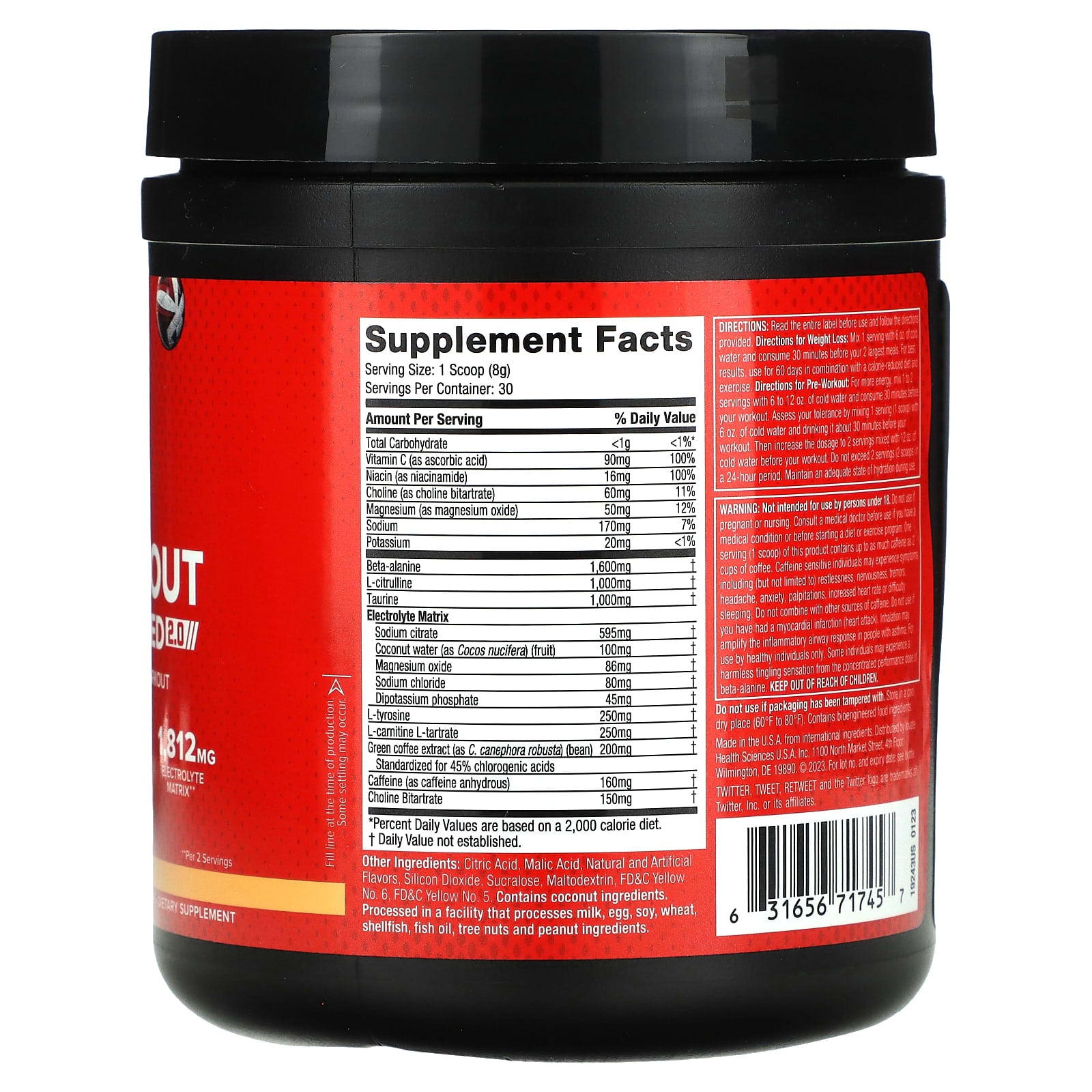 SIXSTAR, Pre-Workout Explosion Ripped 2.0, Peach Mango, 8.47 oz (240 g) - Image 2