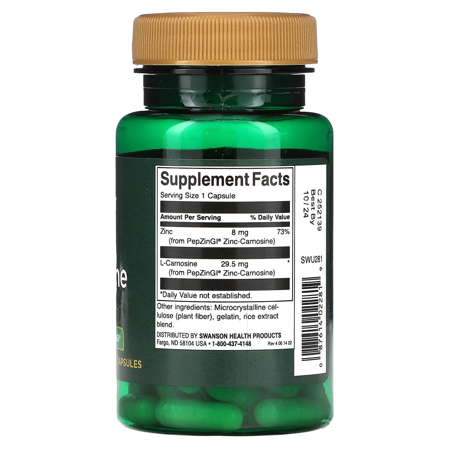 Swanson, Zinc Carnosine, 60 Capsules - Image 2