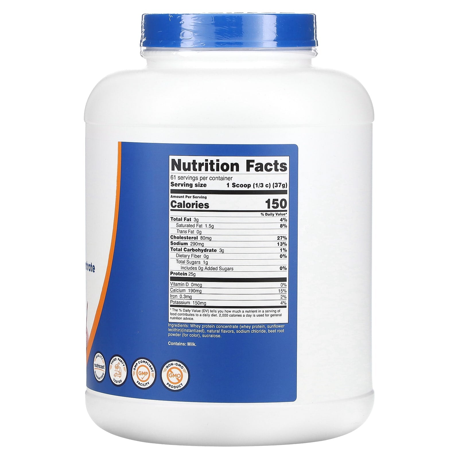 Nutricost, Whey Protein Concentrate, Strawberry Milkshake, 5 lb (2,268 g) - Image 2