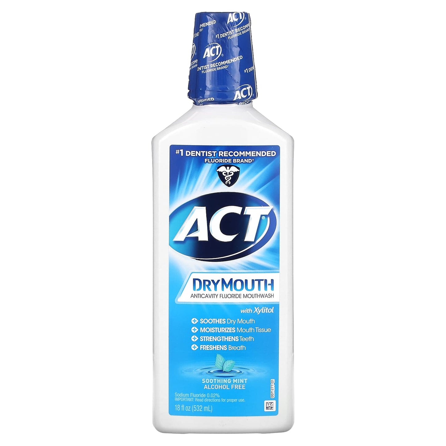 Dry Mouth Relief with ACT Anticavity Mouthwash - Soothing Mint Flavor, 18 oz - Image 1