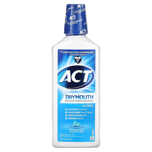 Dry Mouth Relief with ACT Anticavity Mouthwash - Soothing Mint Flavor, 18 oz - Image 1