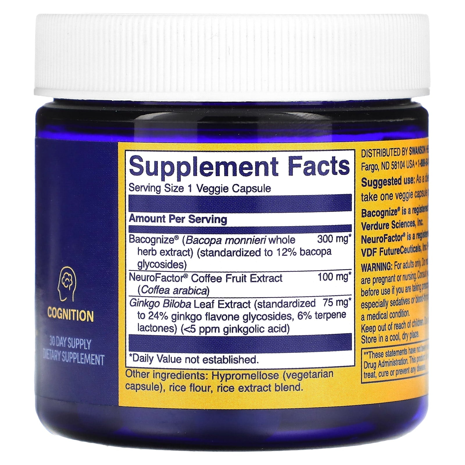 Swanson WIO, Put On Your Thinking Hat, 30 Vegetarian Capsules - Image 2