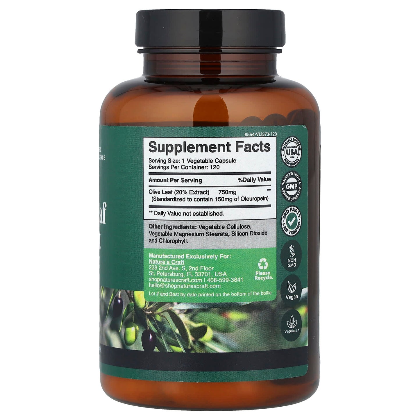 Nature's Craft, Olive Leaf Extract, 750 mg, 120 Capsules - Image 2