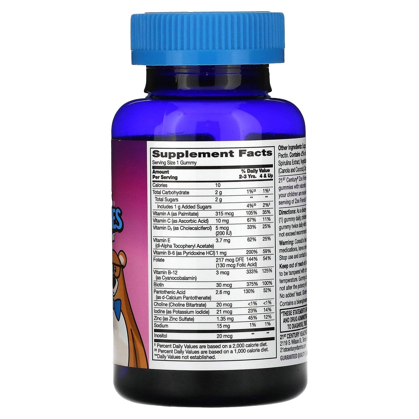 21st Century Zoo Friends Multi Gummies, 60 Count, Fruit Flavors - Image 2