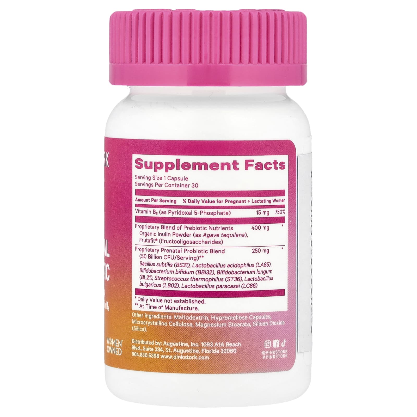 Pink Stork, Prenatal Probiotic + Vitamin B6, 30 Capsules - Image 2