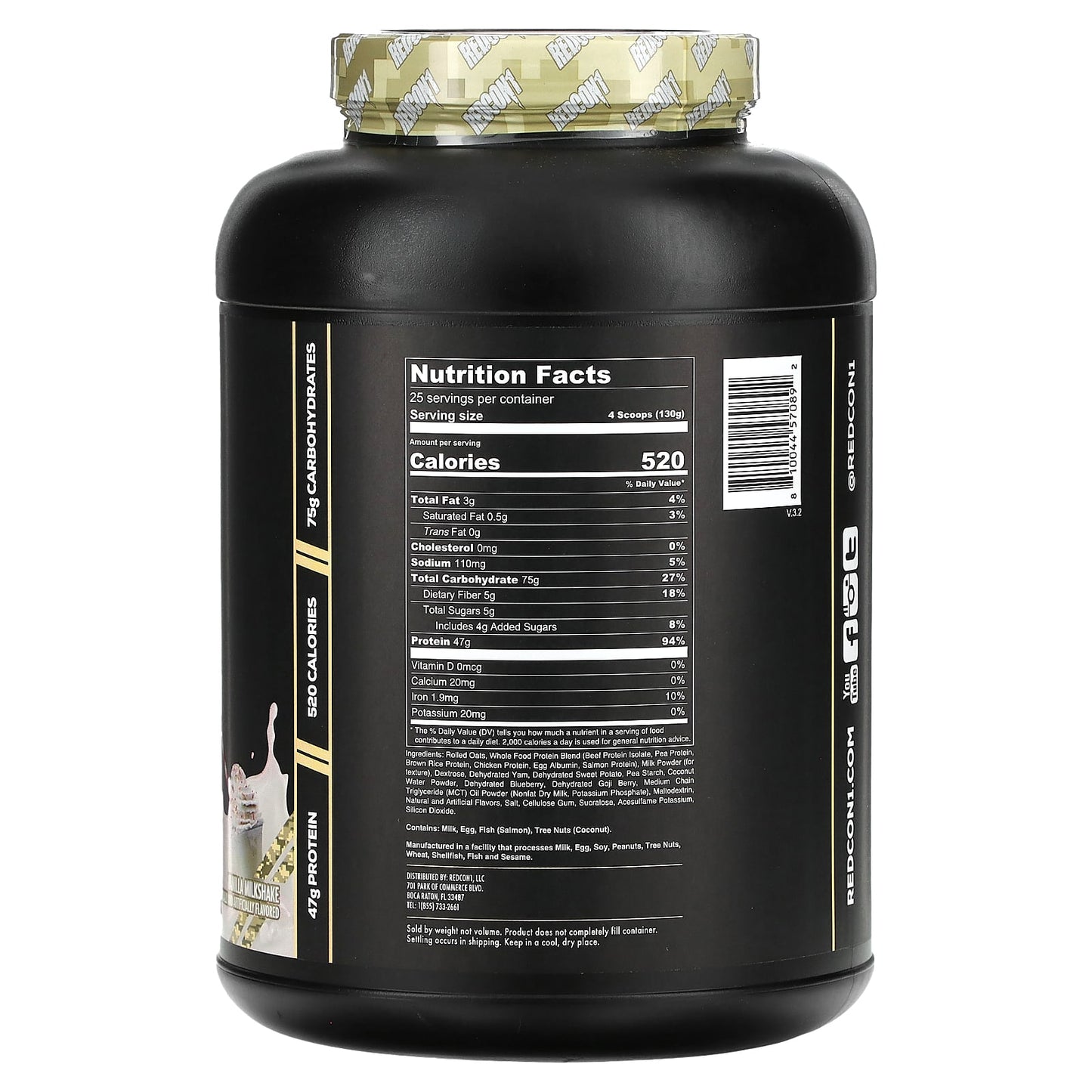 Redcon1, MRE, Whole Food Protein, Vanilla Milkshake, 7.16 lb (3,250 g) - Image 2