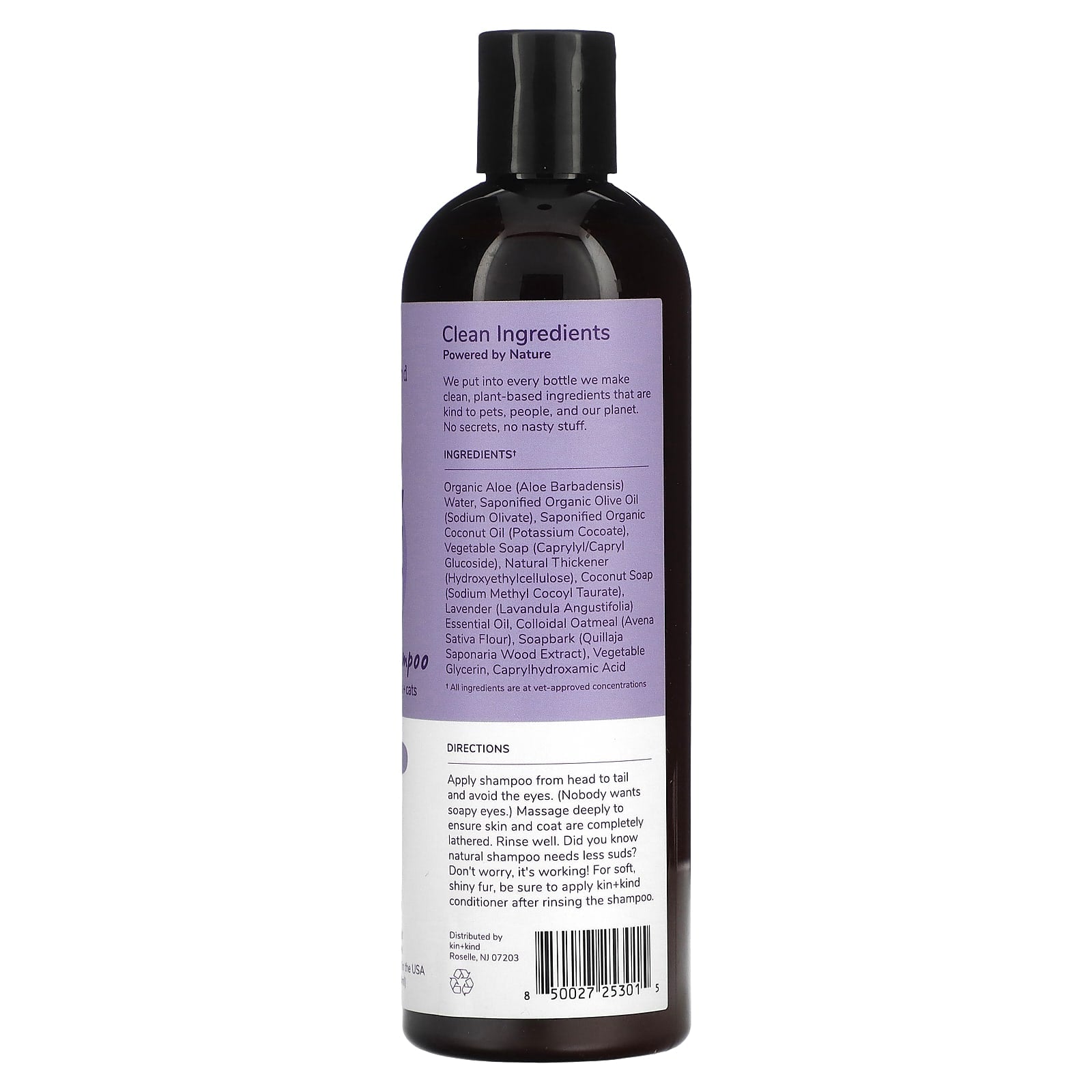 Kin+Kind, Oatmeal Natural Shampoo, For Dogs + Cats, Lavender, 12 fl oz (354 ml) - Image 2