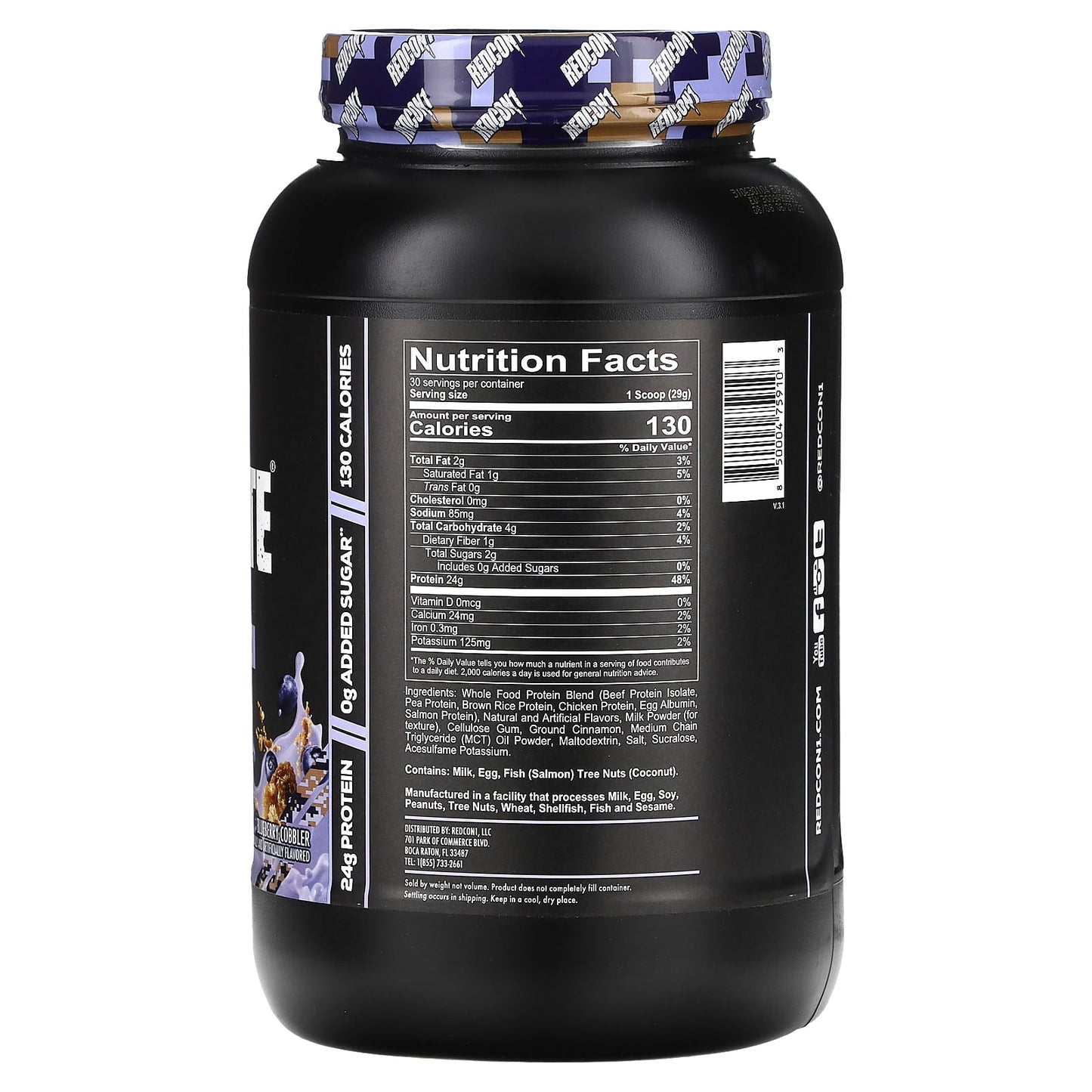 Redcon1, MRE Lite, Whole Food Protein, Blueberry Cobbler, 1.92 lb (870 g) - Image 2