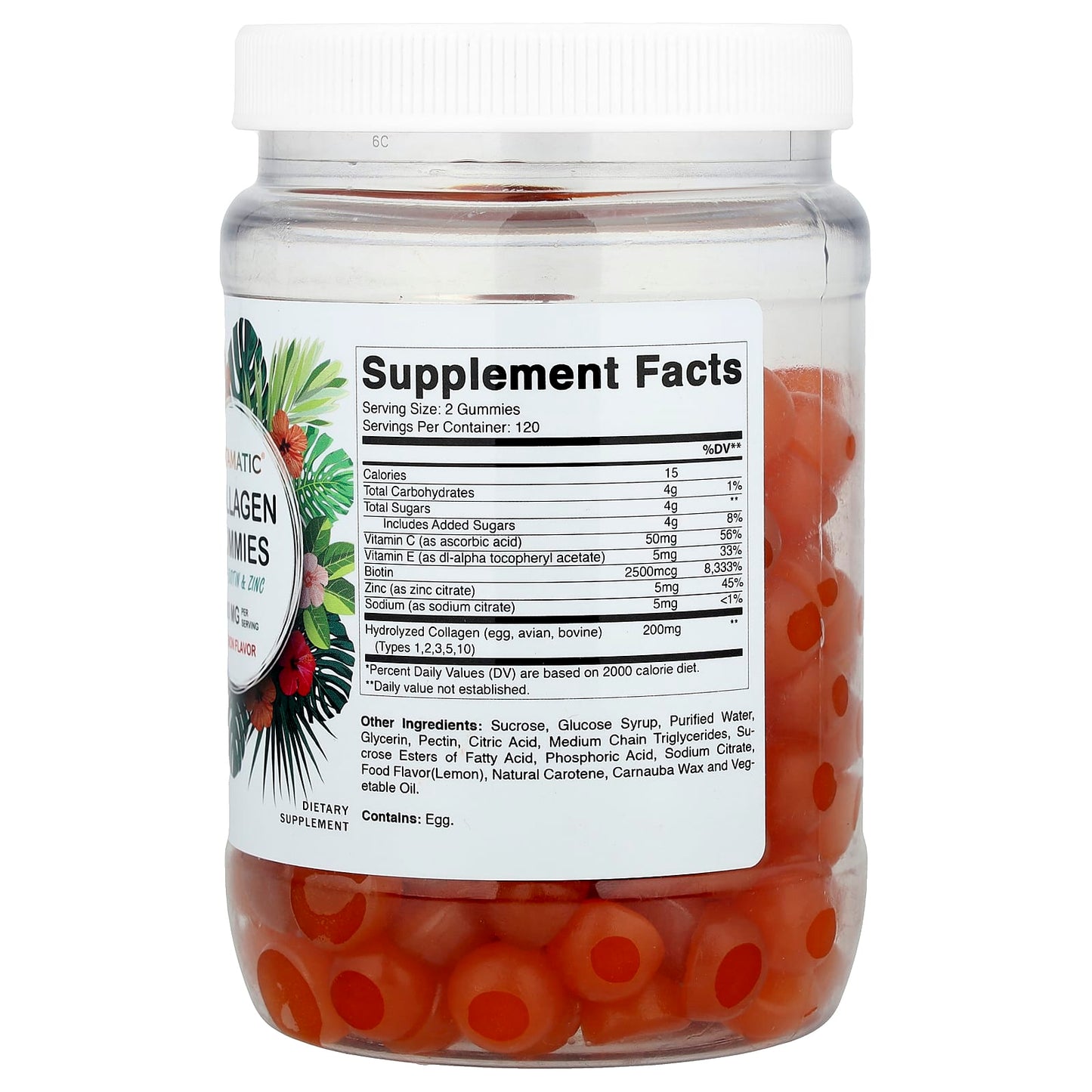 Vitamatic, Collagen Gummies with Biotin & Zinc, Lemon, 240 Gummies - Image 2