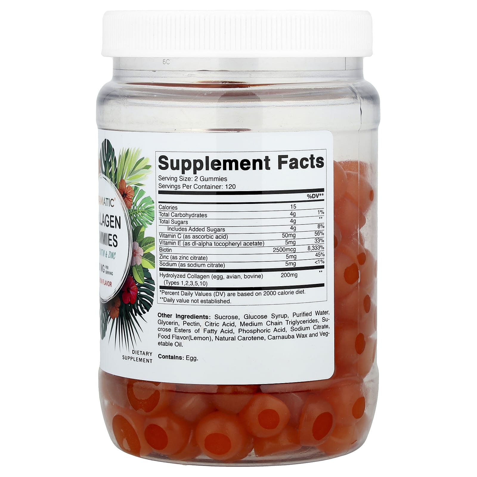 Vitamatic, Collagen Gummies with Biotin & Zinc, Lemon, 240 Gummies - Image 2