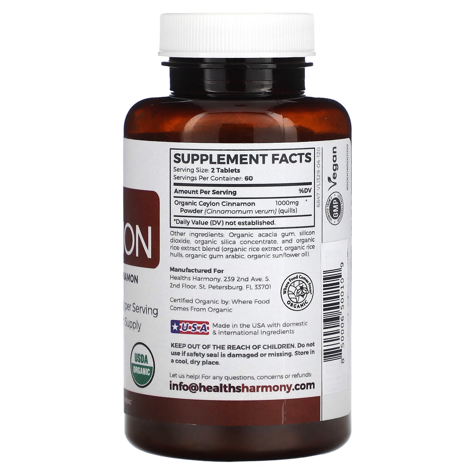 Organic Ceylon Cinnamon for Immunity and Wellness - 120 Tablets - Image 2