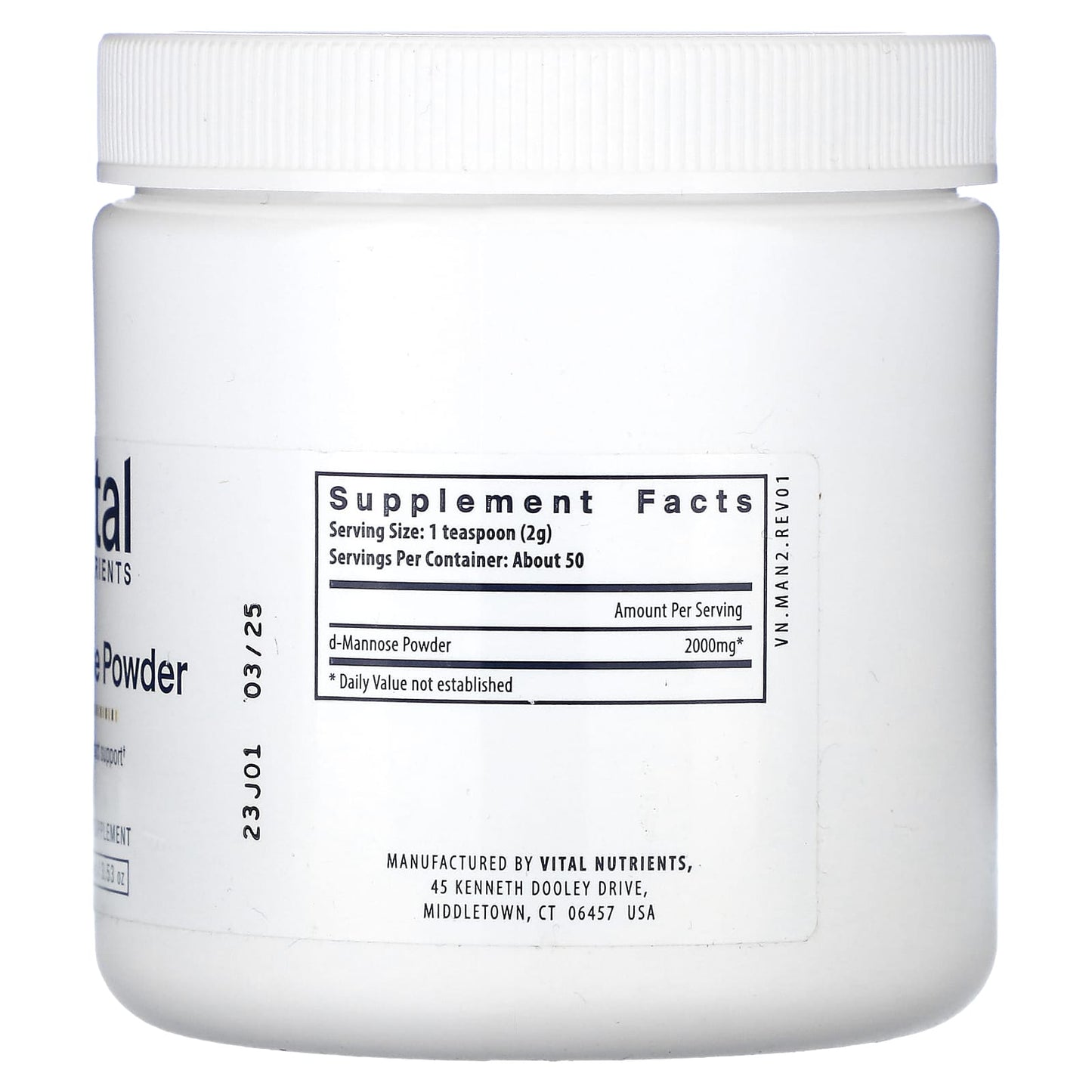 Vital Nutrients, Mannose Powder, 3.53 oz (100 g) - Image 2