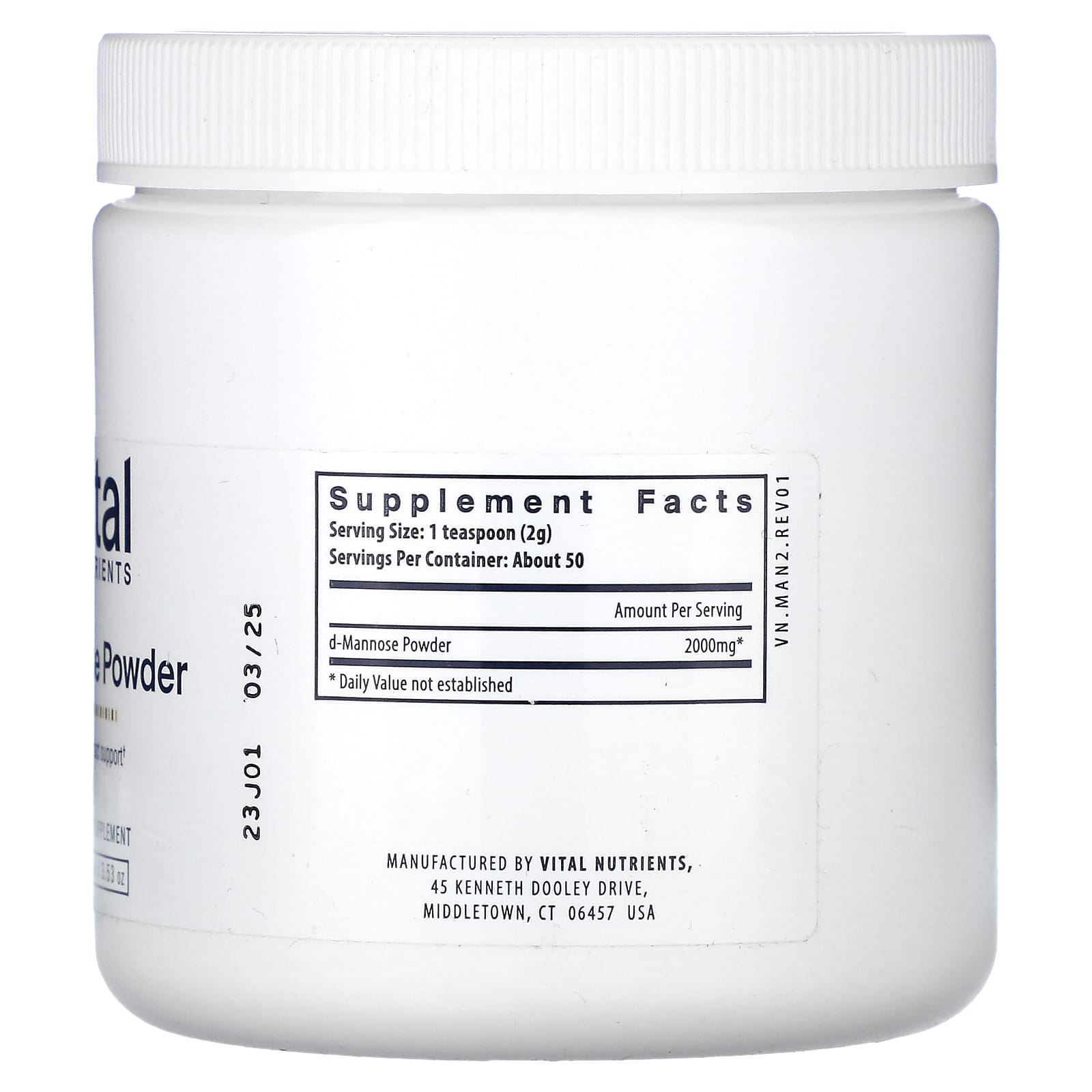 Vital Nutrients, Mannose Powder, 3.53 oz (100 g) - Image 2