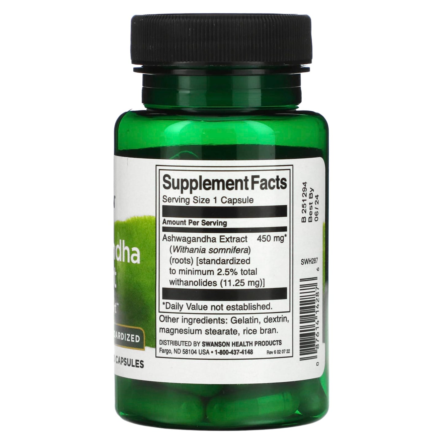 Swanson, Ashwagandha Extract, Standardized, 450 mg, 60 Capsules - Image 2