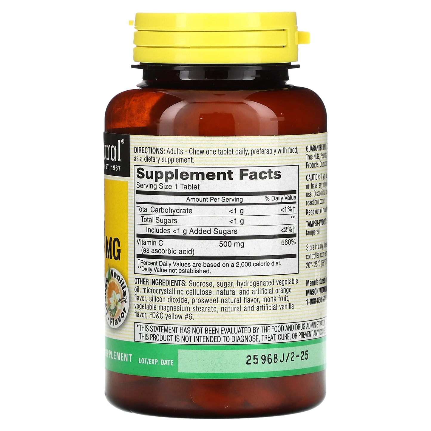 Mason Natural, Vitamin C, Orange Vanilla, 500 mg, 100 Chewables - Image 2