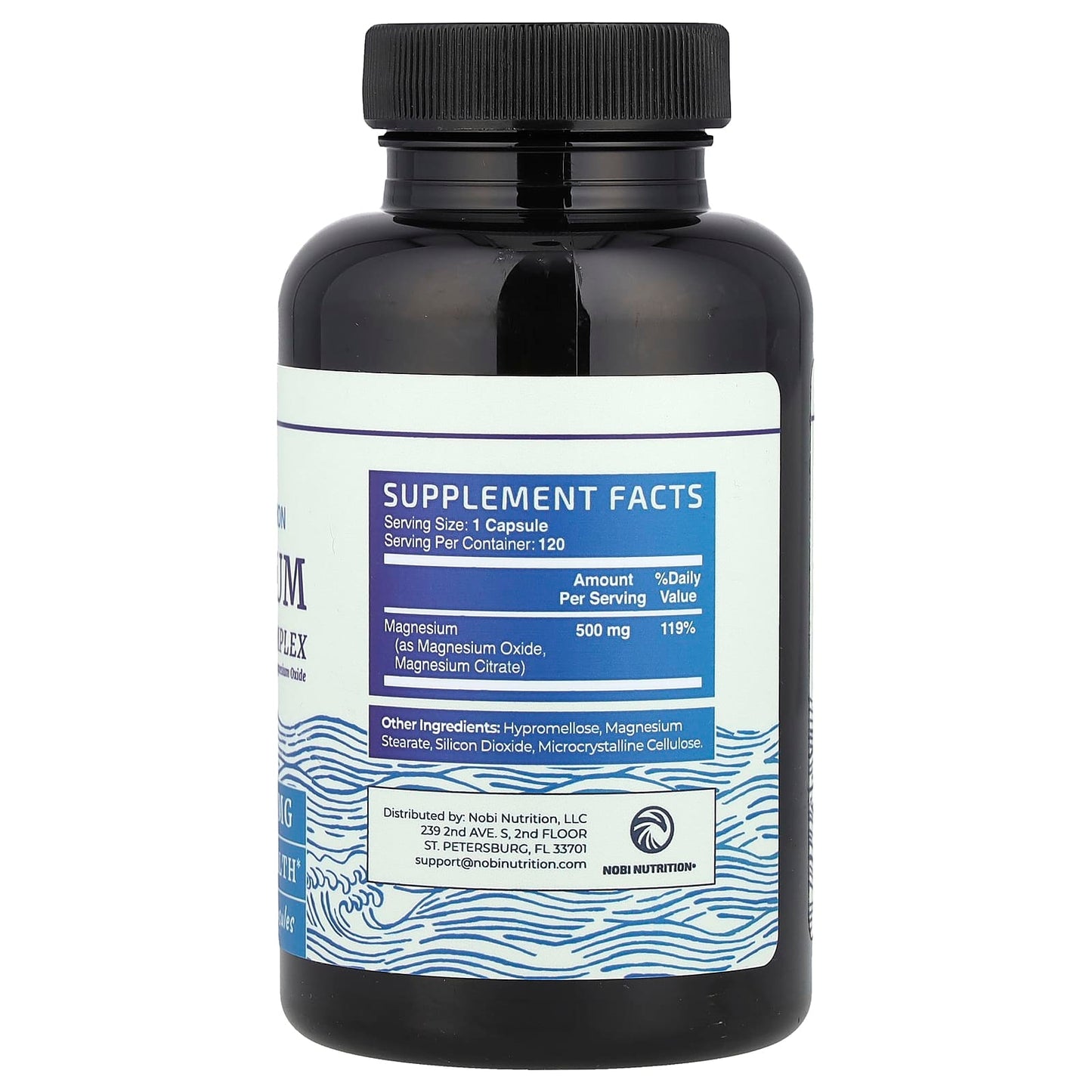 Nobi Nutrition, Magnesium Citrate Complex with Magnesium Oxide, 500 mg, 120 Capsules - Image 2
